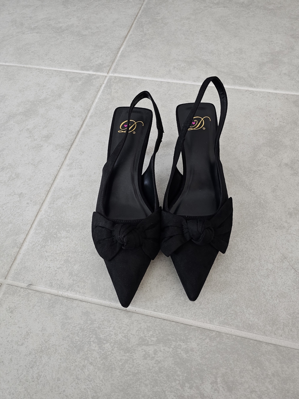 Francesca Black Micro Shoes  Heels with Bow - Picture 4 of 7
